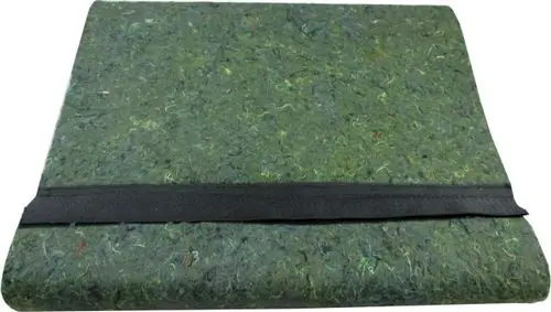 Grüner Filzstoff mit schwarzem Gummiband, möglicherweise für eine stabile Unterlage oder Isolierung, gehört zur Marke Wolf.